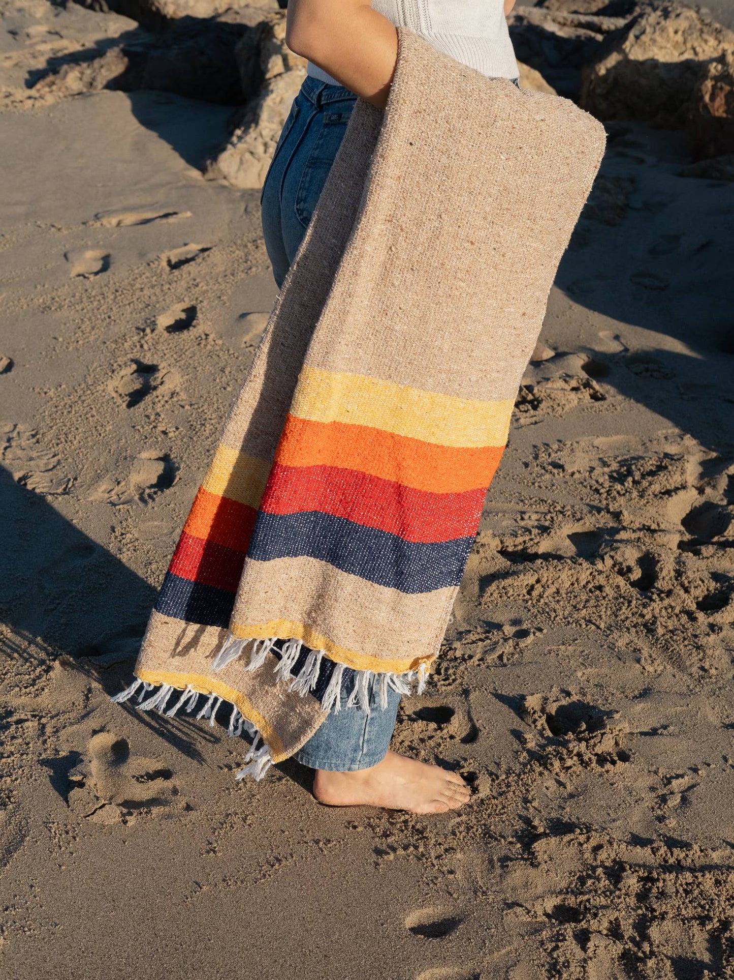 Vintage Coa Throw — Reclaimed-Fiber Woven Blanket (73" × 48")