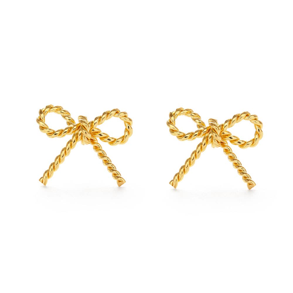 Bow Stud Earrings — 14k Gold Plated