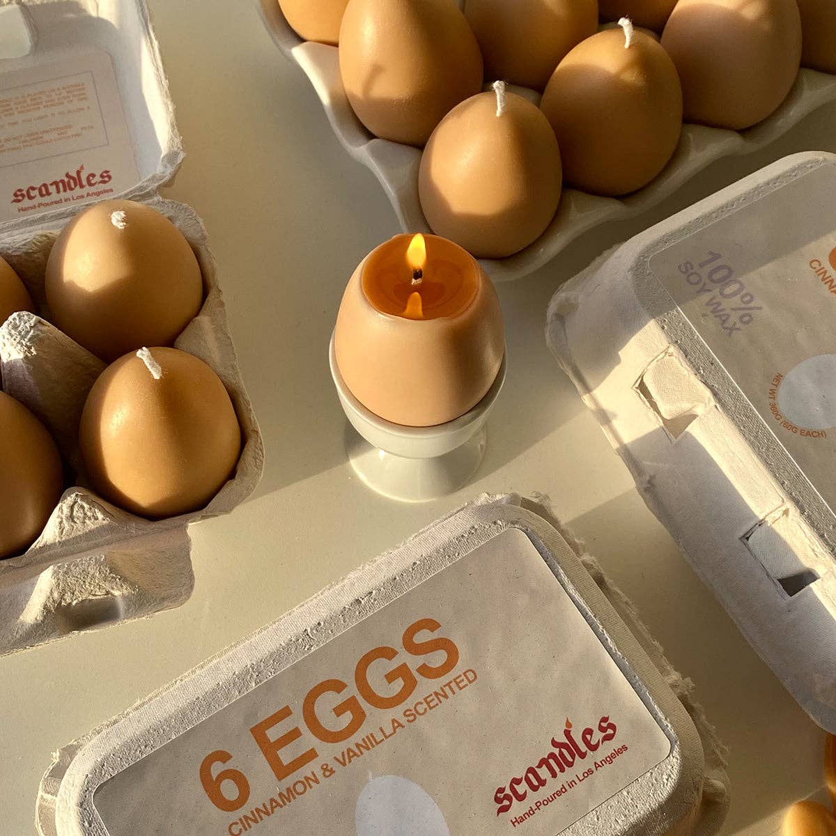 Egg-Shaped Candles — Half Dozen (Cinnamon & Vanilla, Soy Wax)
