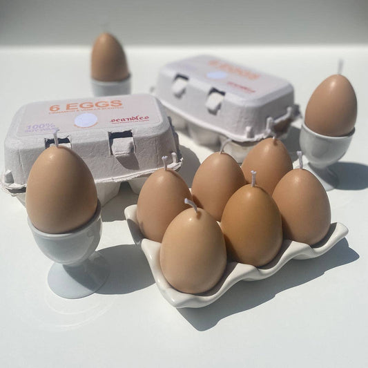 Egg-Shaped Candles — Half Dozen (Cinnamon & Vanilla, Soy Wax)