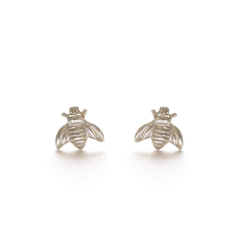 Tiny Bee Stud Earrings — Heavy 14k Gold Plate (7–10 µm), USA Vintage Molds