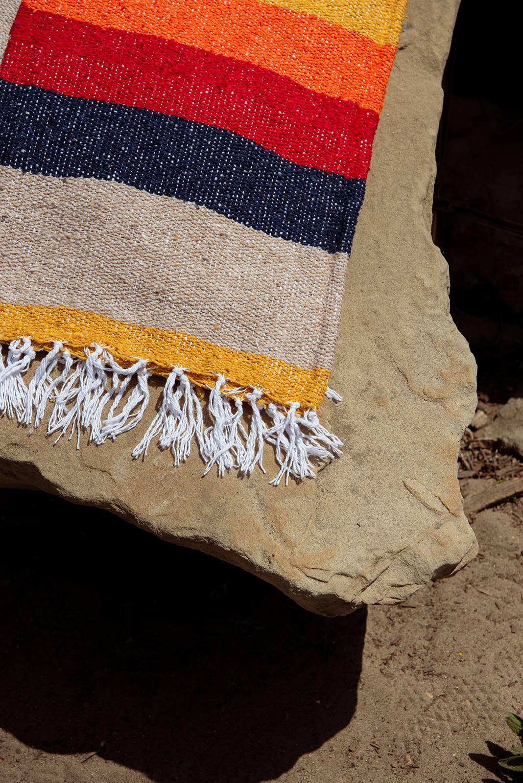 Vintage Coa Throw — Reclaimed-Fiber Woven Blanket (73" × 48")
