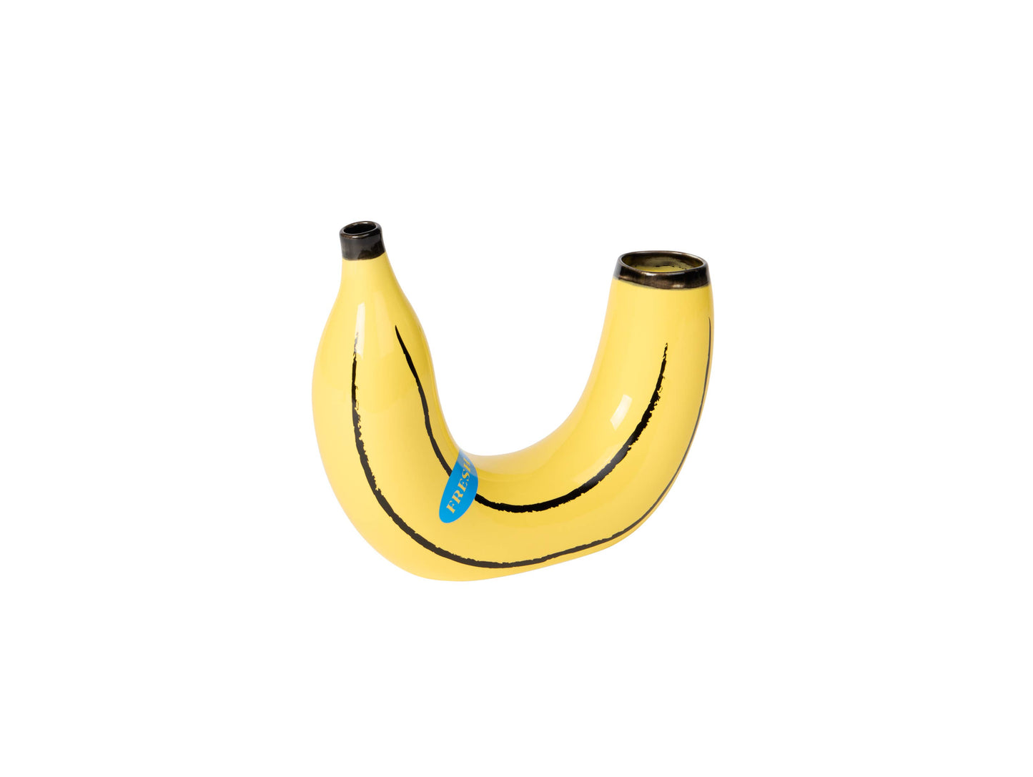 Banana-Shaped Vase — Double Opening, Vibrant Yellow