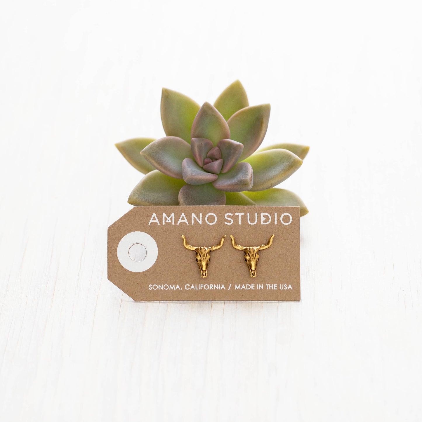 Skull Stud Earrings — Vintage Amano Archive (Oxidized Finish)