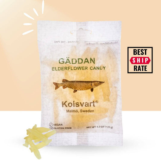 Kolsvart Gaddan Elderflower Candy Fish 4.25 oz (125 gr)