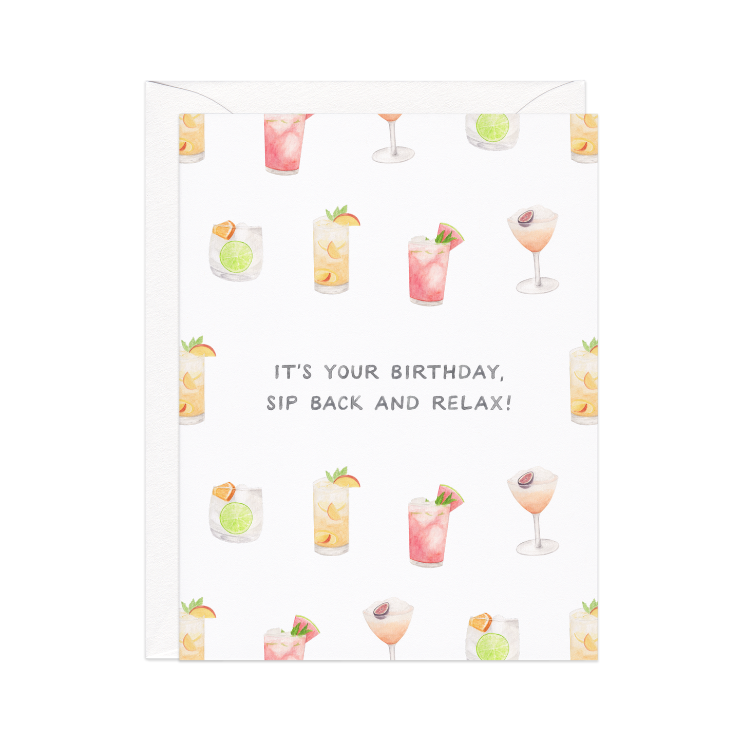 Amy Zhang - Sip Back And Relax — Cocktail Pun Birthday Card
