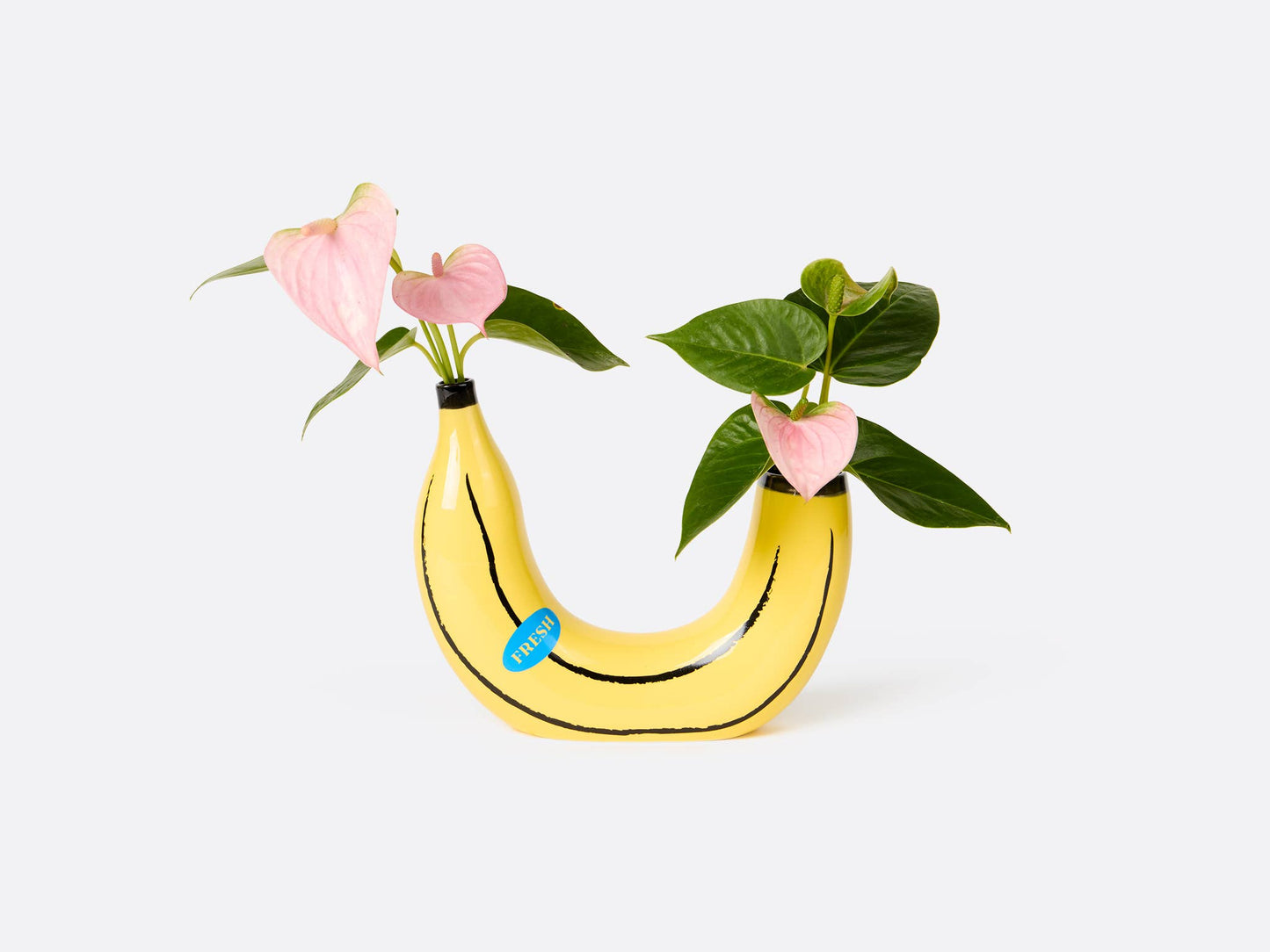 Banana-Shaped Vase — Double Opening, Vibrant Yellow