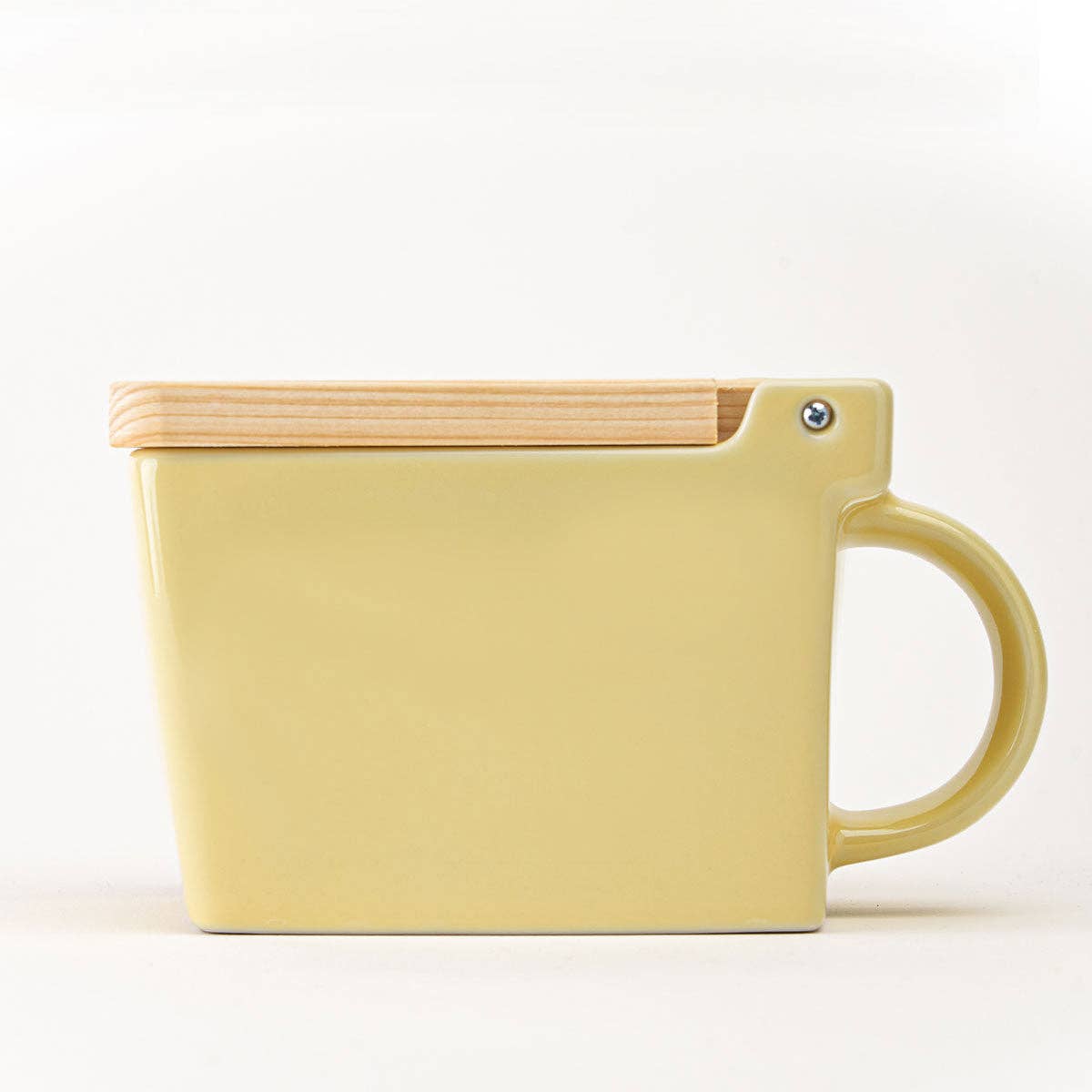 Bee House Ceramic Salt Box With Wooden Lid - Banana