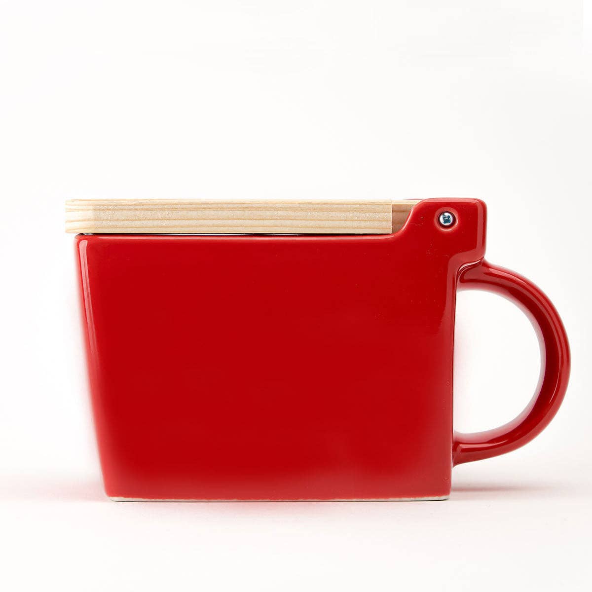 Bee House Ceramic Salt Box With Wooden Lid - Tomato