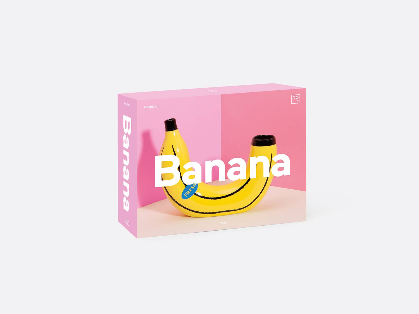 Banana-Shaped Vase — Double Opening, Vibrant Yellow