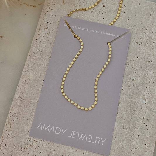 Amady Jewelry - Flat Dots Layering Necklace18k Gold Filled Link Chain - Dear John