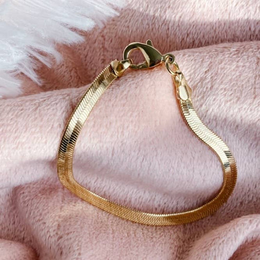 Amady Jewelry - Flat Snake Chain Herringbone Bracelet 14K gold filled - Dear John