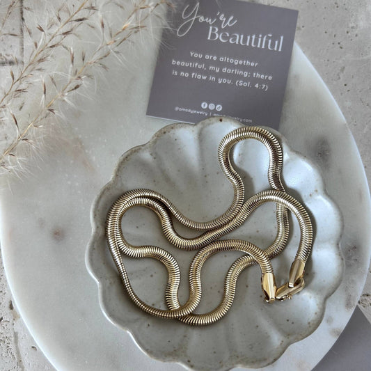 Amady Jewelry - Snake chain herringbone flat link necklace gold filled - Dear John