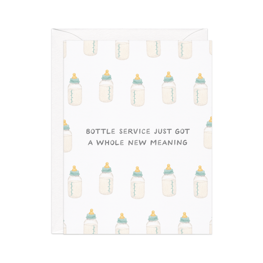 Amy Zhang - Bottle Service — Funny Drink Pun New Baby Card - Dear John