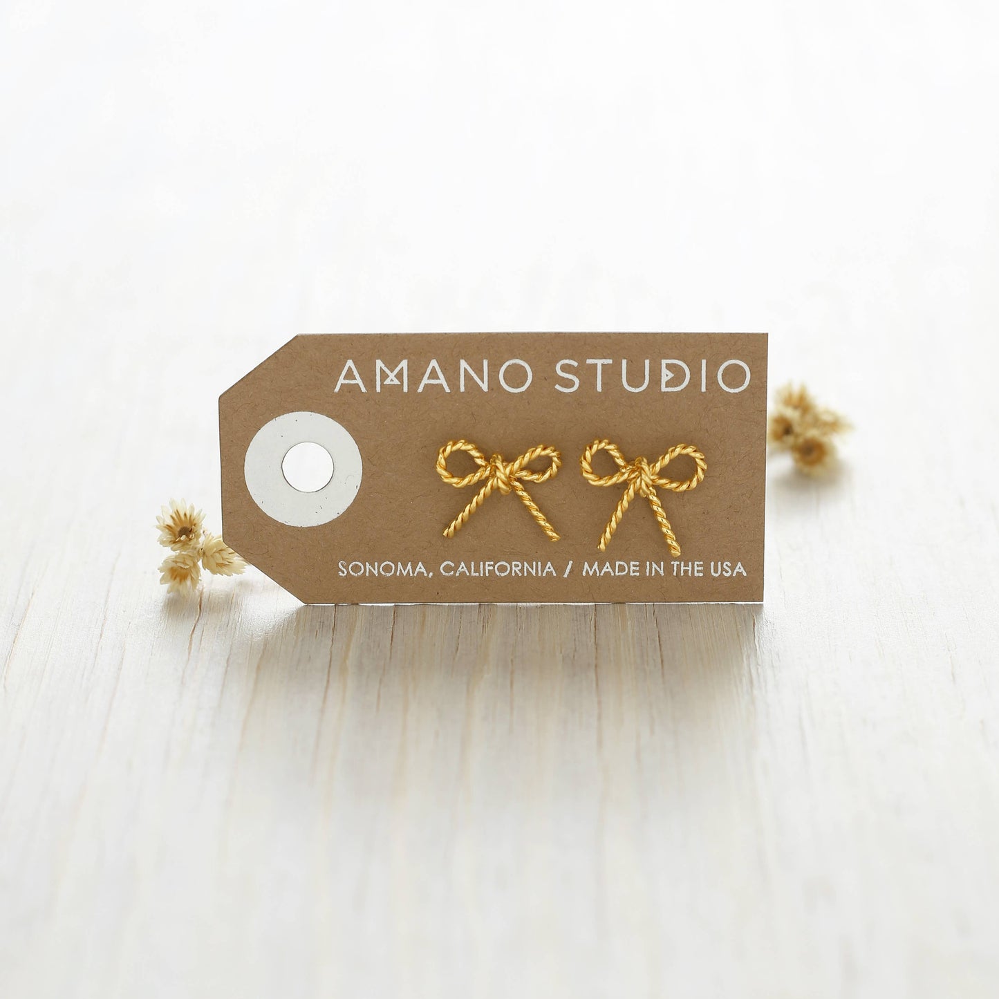 Bow Stud Earrings — 14k Gold Plated
