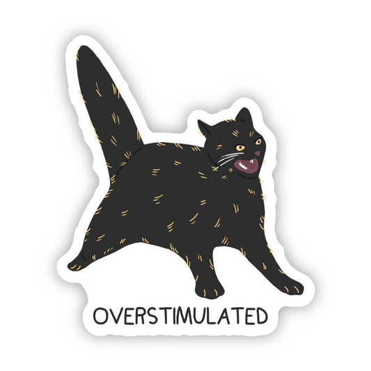 Big Moods - Overstimulated Black Cat Sticker - Dear John