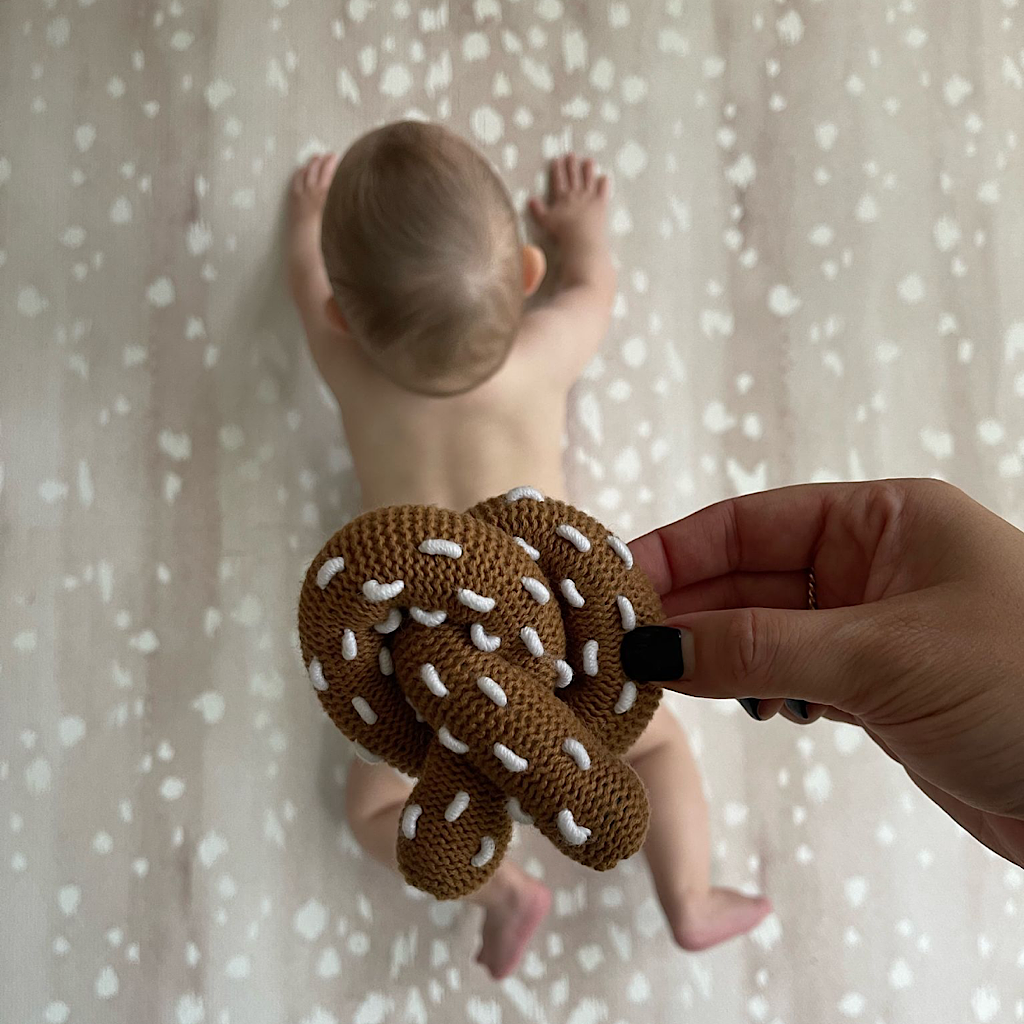 Organic Pretzel Baby Rattle — Handmade in Peru 🥨✨