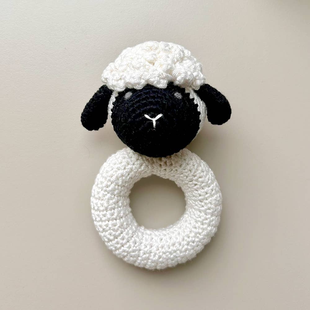 Cheengoo - Blacknose Sheep Ring Hand Crocheted Rattle - Dear John