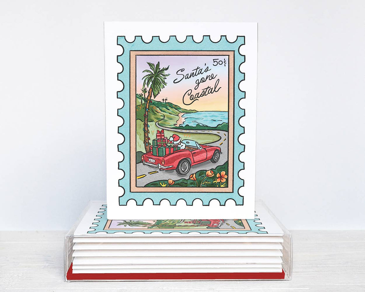 Coastal Santa California Christmas Boxed Cards - Set of 6 - Dear John