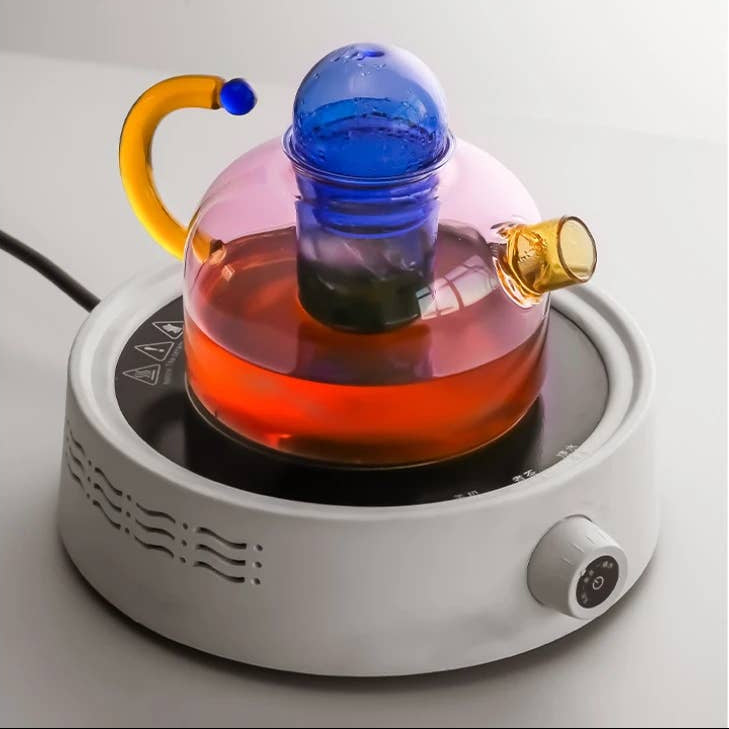 Contrasting Color Heat Resistant Glass Teapot and Cups - Dear John