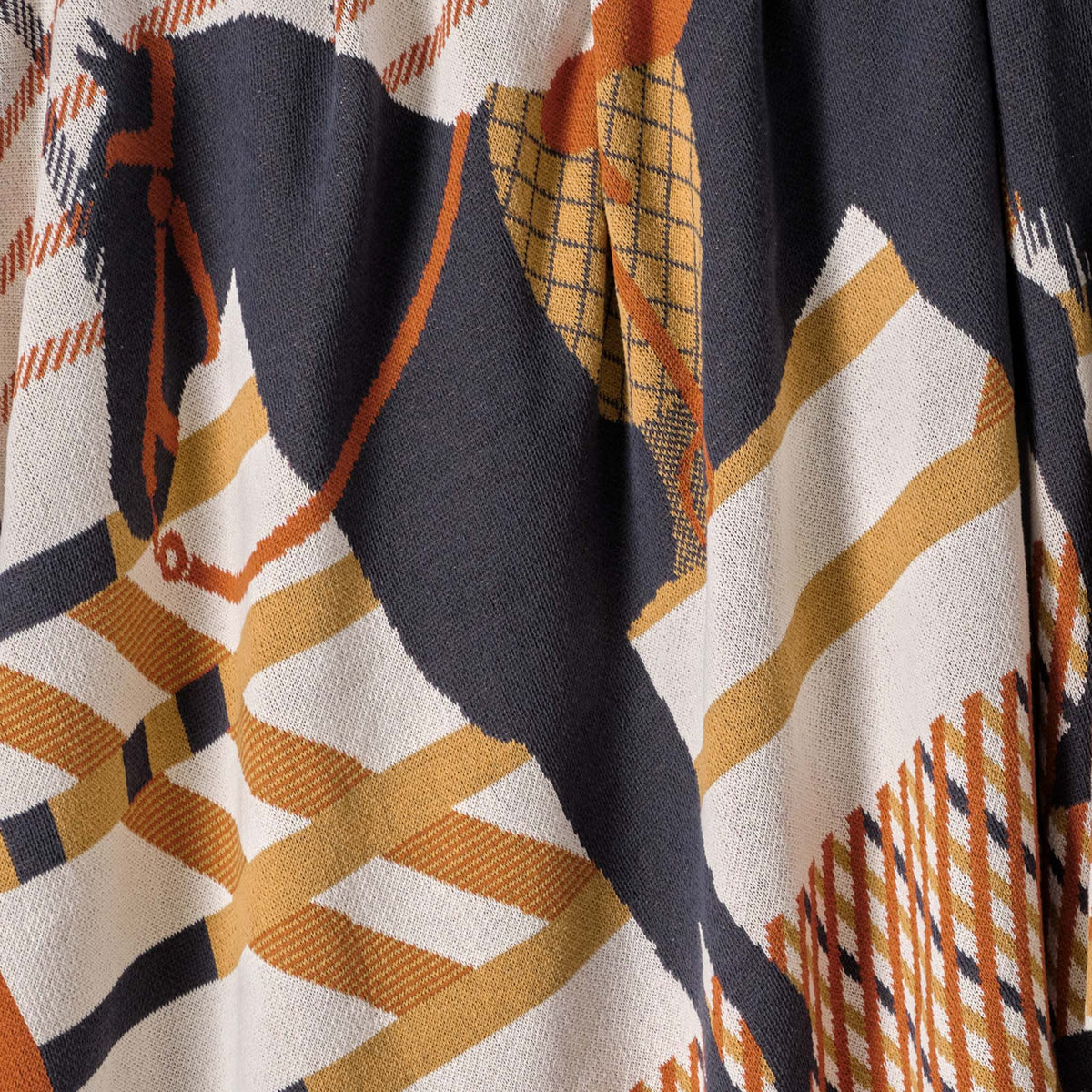 Cotton Sustainable Knit Patterned | Stripes Throw Blanket - Equestrian Cheval - Dear John