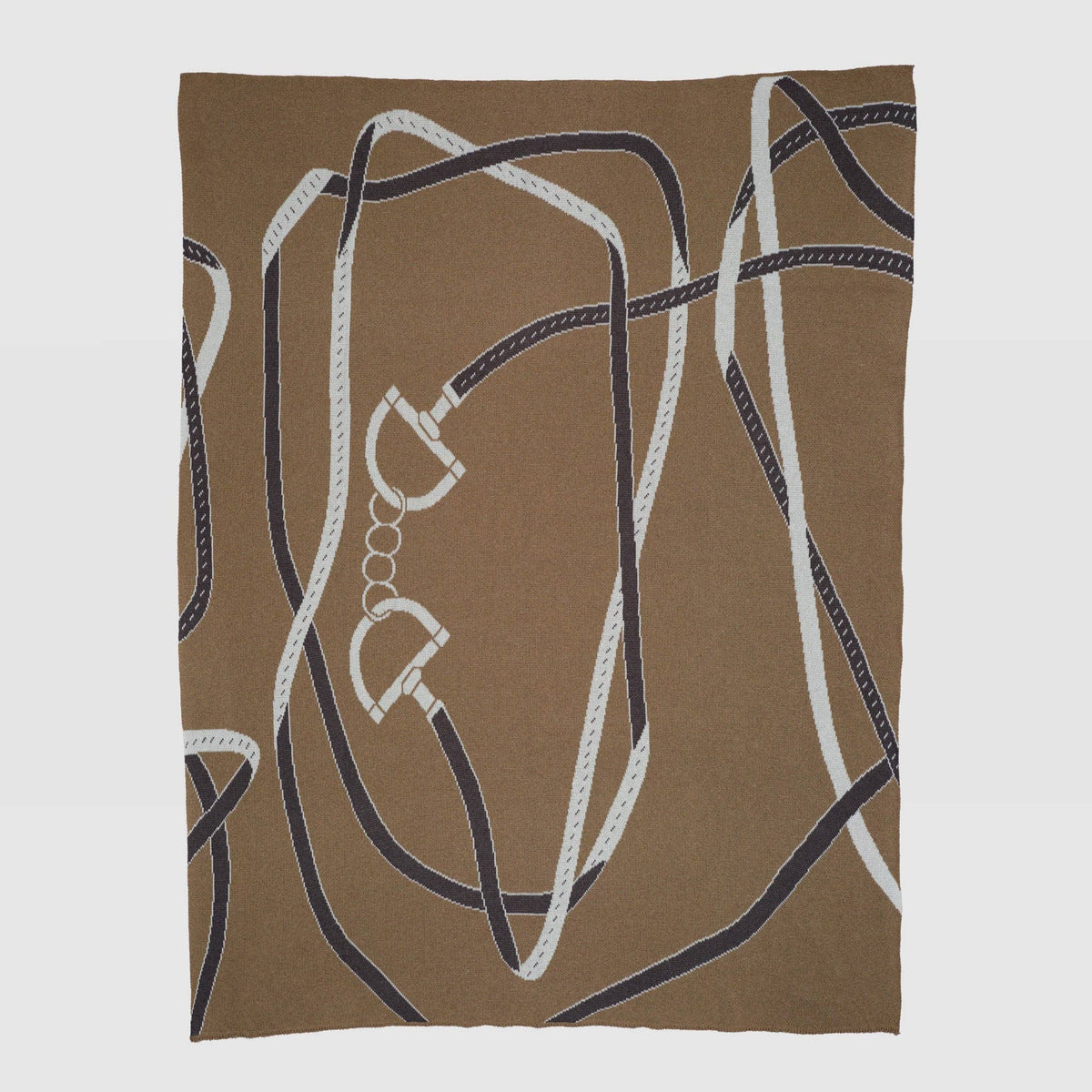 Cotton Sustainable Knit Patterned Throw Blanket - Equestrian Tack - Dear John
