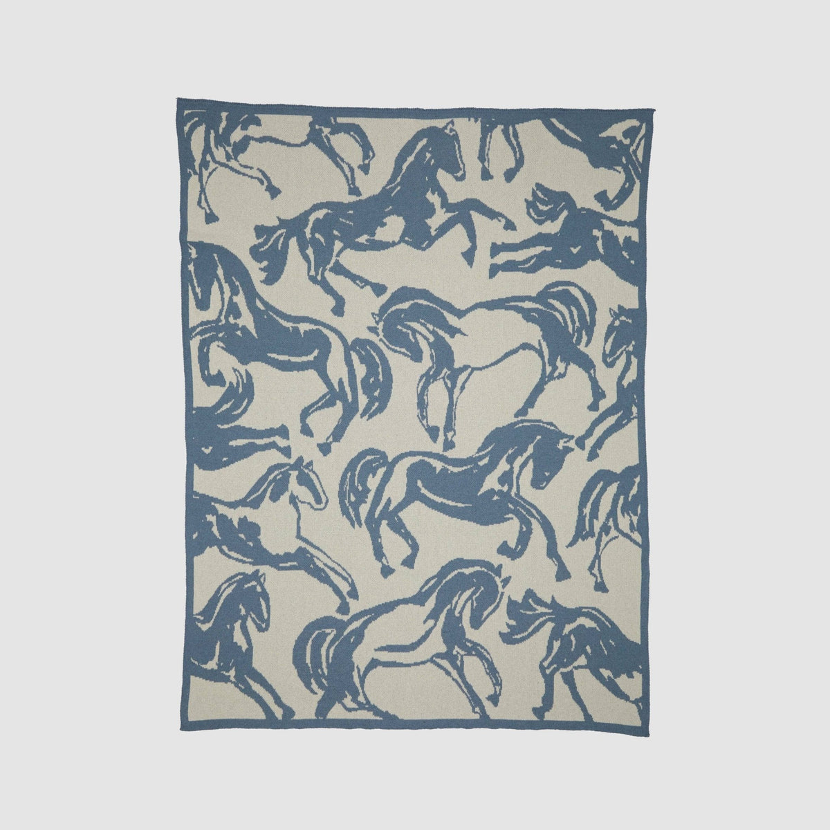 Cotton Sustainable Knit Throw Blanket - Equestrian Abstract Horse - Dear John