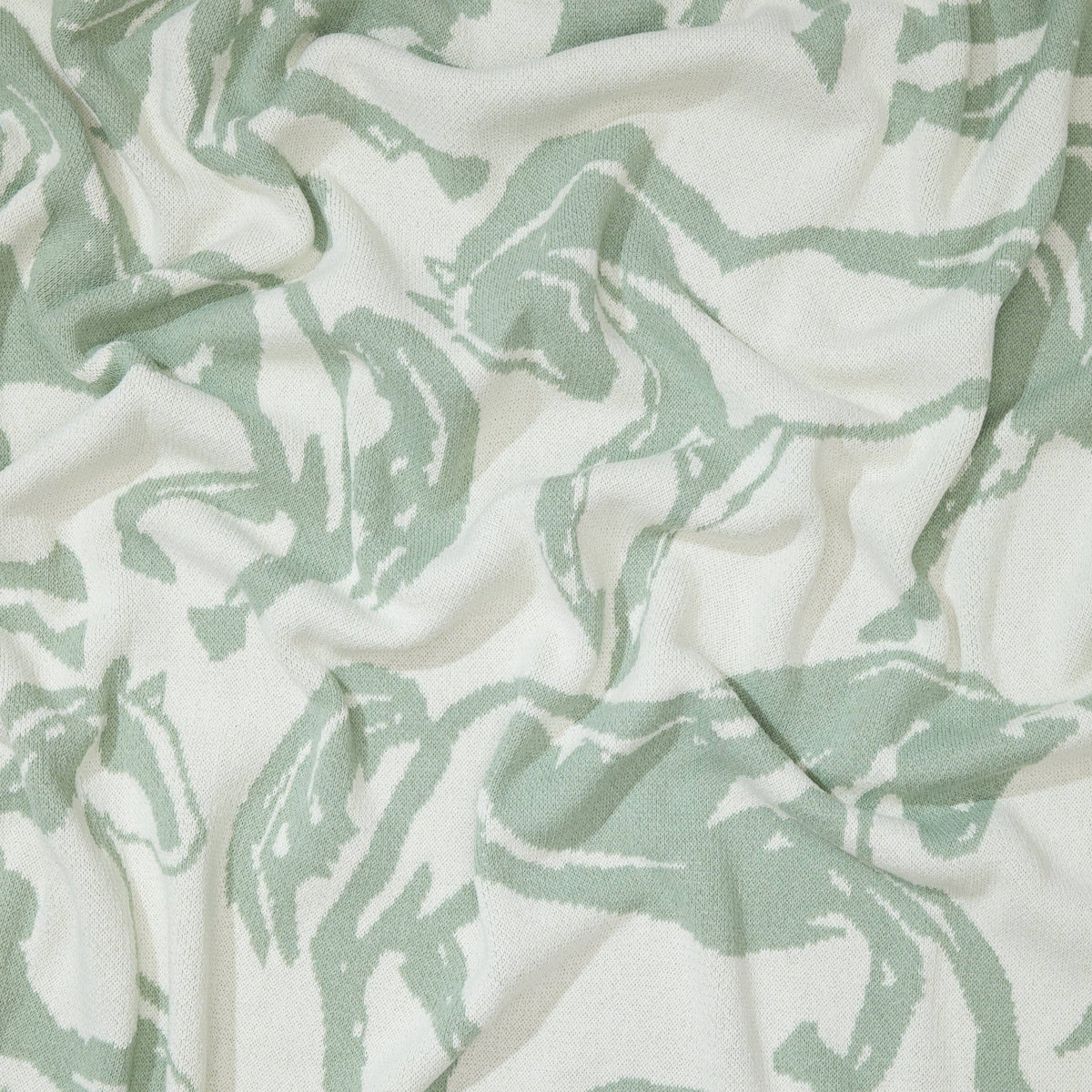 Cotton Sustainable Knit Throw Blanket - Equestrian Abstract Horse - Dear John