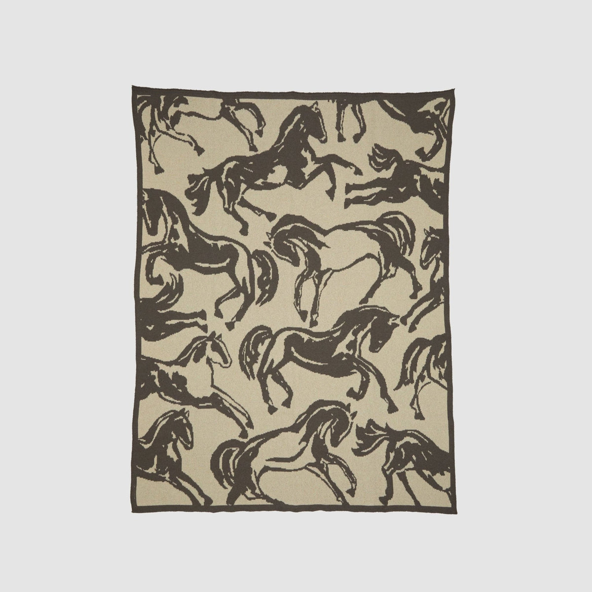 Cotton Sustainable Knit Throw Blanket - Equestrian Abstract Horse - Dear John