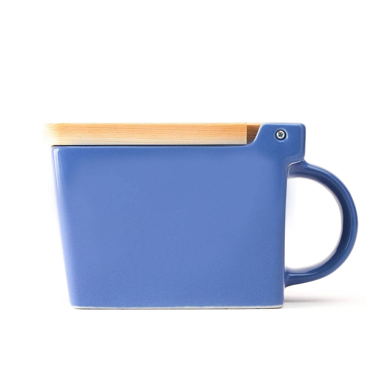 Bee House Ceramic Salt Box With Wooden Lid - Blueberry