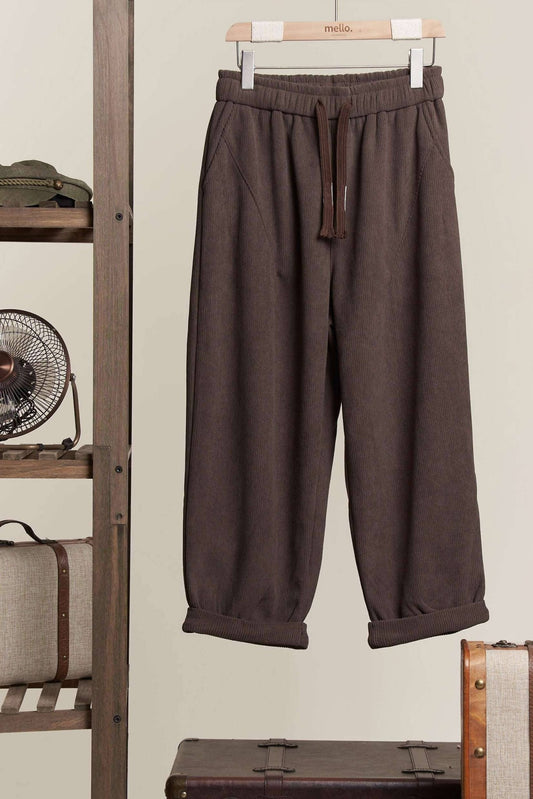 Daddy Fit Corduroy Baggy Pants with Elastic Waist - Dear John