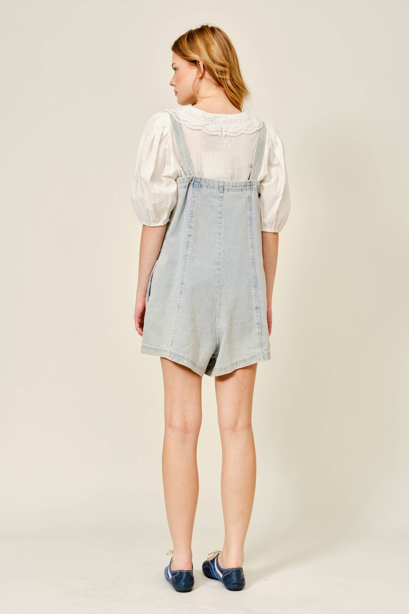 DENIM SLEEVELESS ROMPER WITH FRONT ZIPUP - Dear John