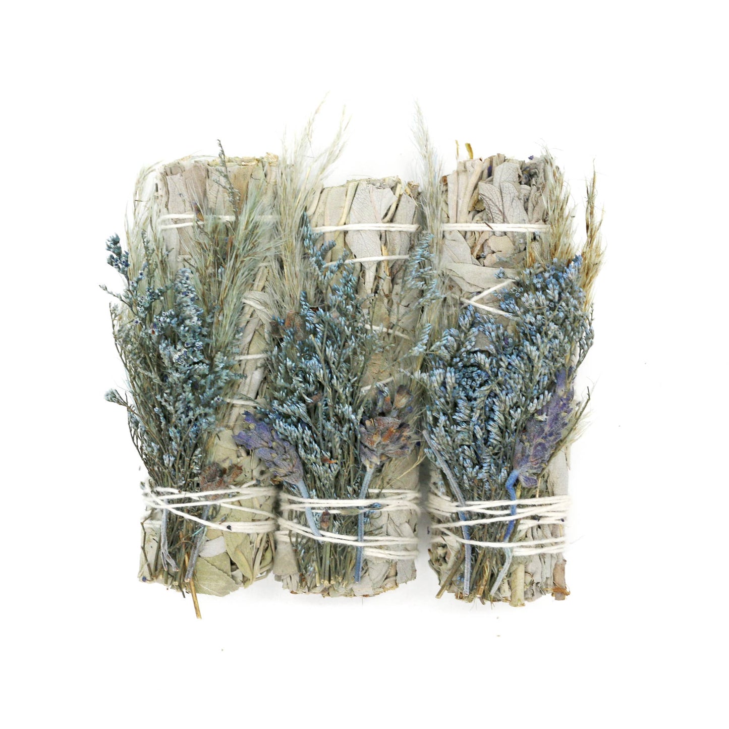 Designs by Deekay Inc. - 'Blue Bouquet' Floral White Sage Smudge Stick (4 in.) - Dear John