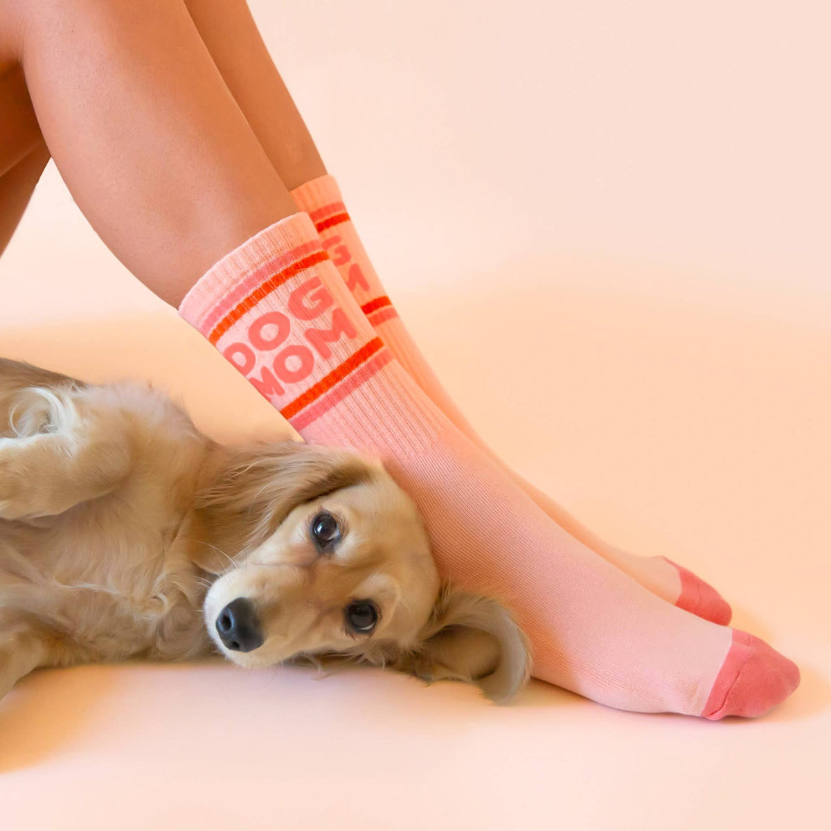 Dog Mom Striped Ribbed Crew Socks - Dear John