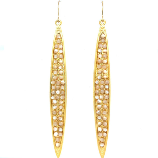 Elongated Leaf Earrings In Gold Finish - Dear John