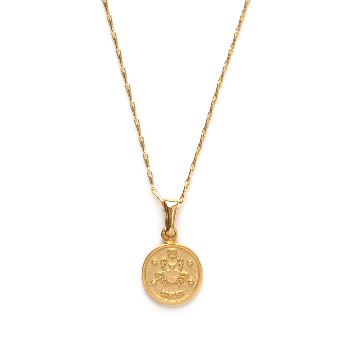 Tiny Zodiac Medallion Necklace — 14k Gold Over Brass (Singles)