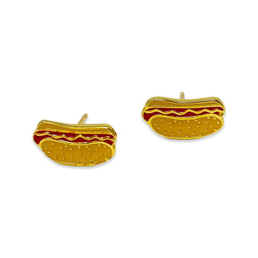 Hot Dog Enamel Earrings — Jenny Lemons