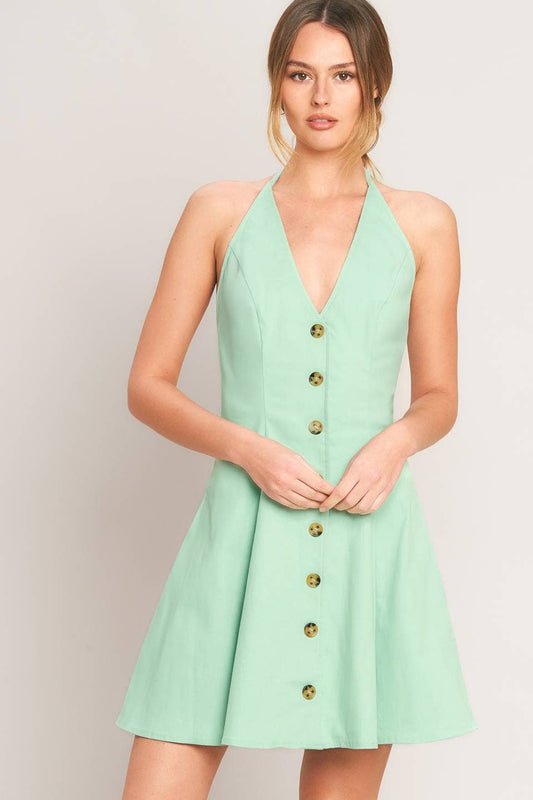FLYING TOMATO - A solid woven mini dress - ID23482 - Dear John