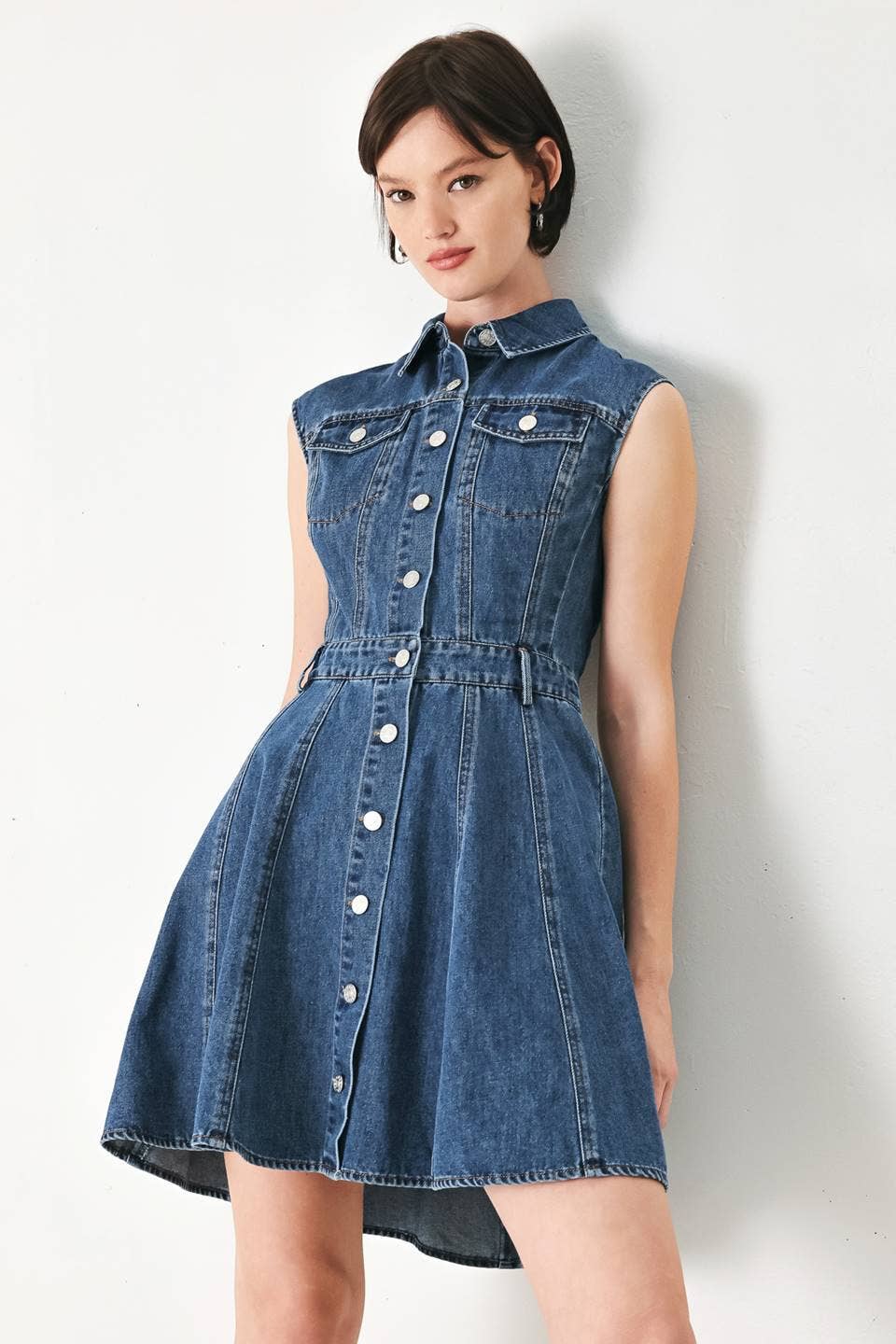 CASUAL GLAM DENIM MINI DRESS l FLYING TOMATO MEDIUM DENIM / S