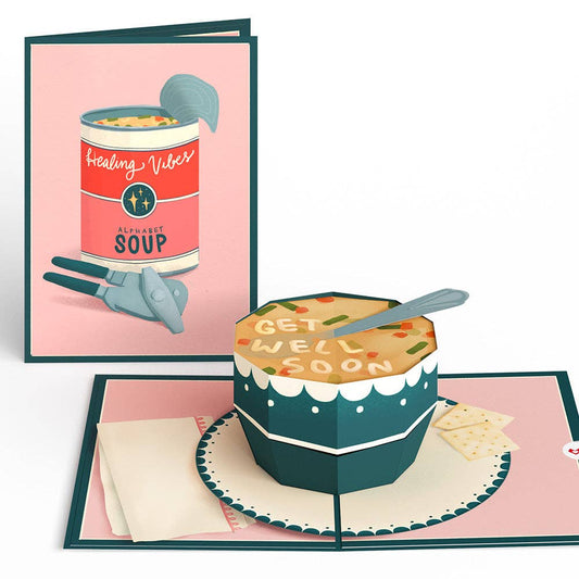 Get Well Soon Soup Pop - Up Card 5x7" - Dear John