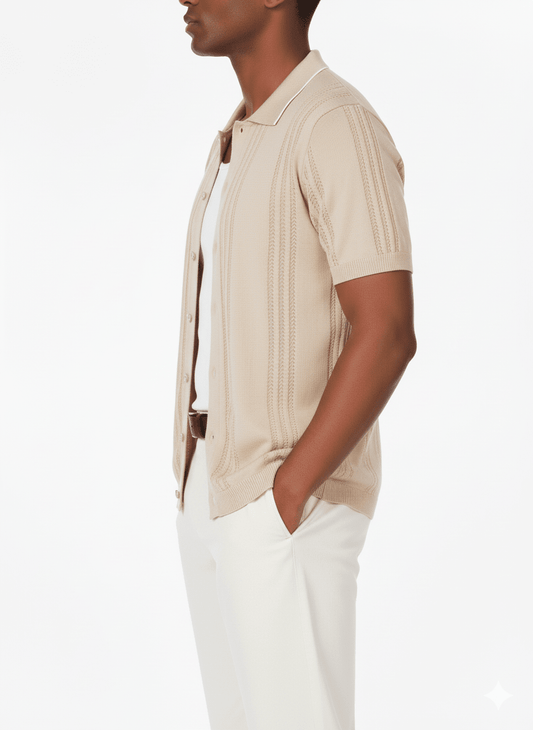 Hawk's Bay - Men's Textured Polo Shirt - Dear John