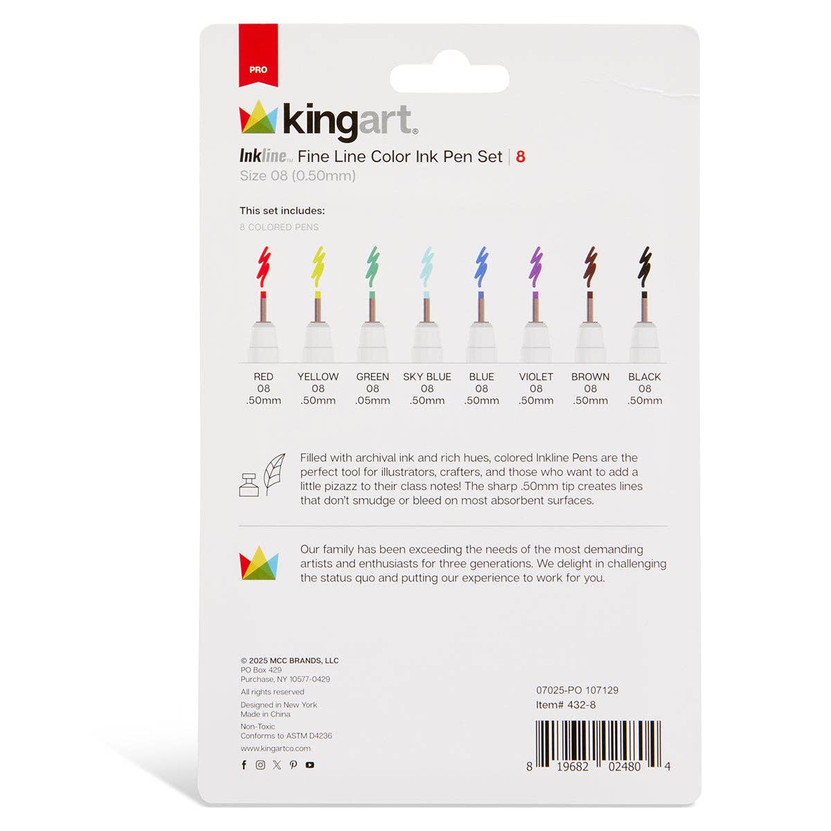 Inkline™ Fine Line Pens 8 Colors Size 8 - Dear John