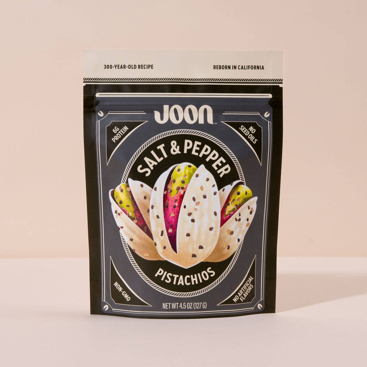 Joon Salt and Pepper Pistachios - 4.5oz Resealable Bag - Dear John