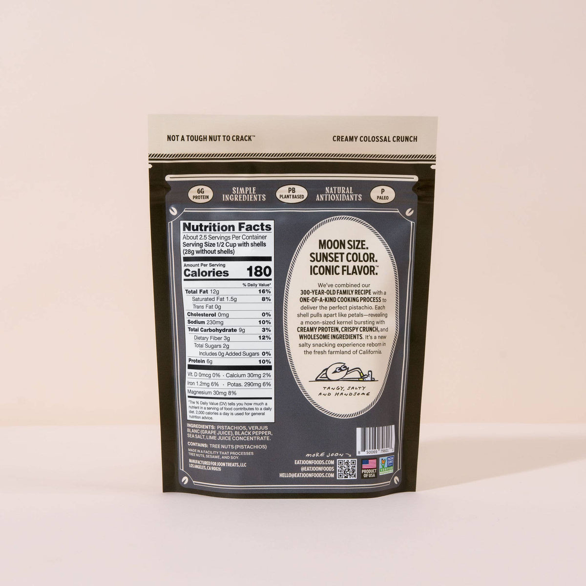 Joon Salt and Pepper Pistachios - 4.5oz Resealable Bag - Dear John
