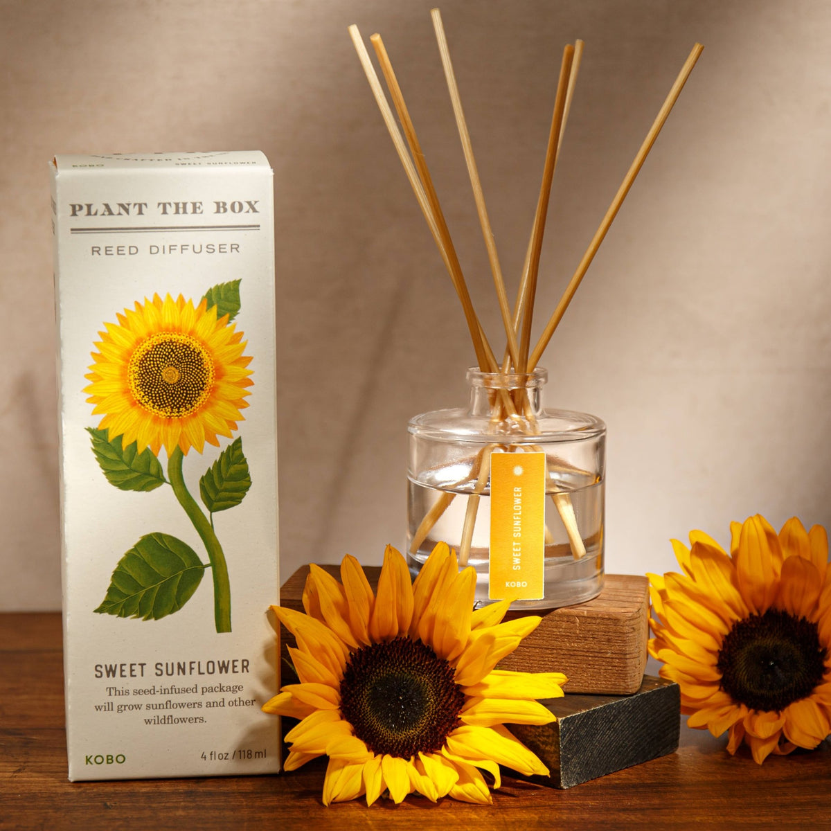 KOBO - Sweet Sunflower - Plant the Box Diffuser - 4oz - Dear John