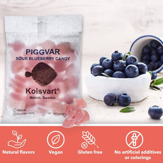 Kolsvart Sour Blueberry Swedish Fish — Vegan & Gluten Free (125 g) - Dear John