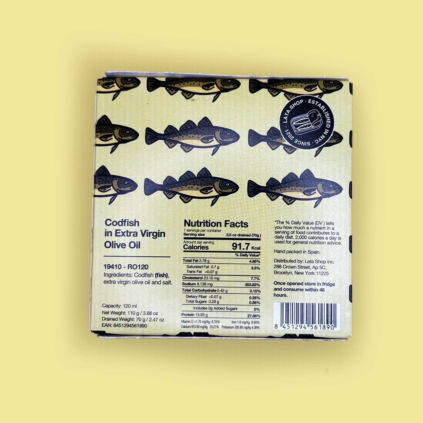 Lata Codfish in Extra Virgin Olive Oil - Dear John