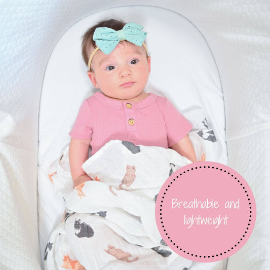 LollyBanks - Baby Muslin Swaddle Blanket 47x47 Purr-fect - Dear John