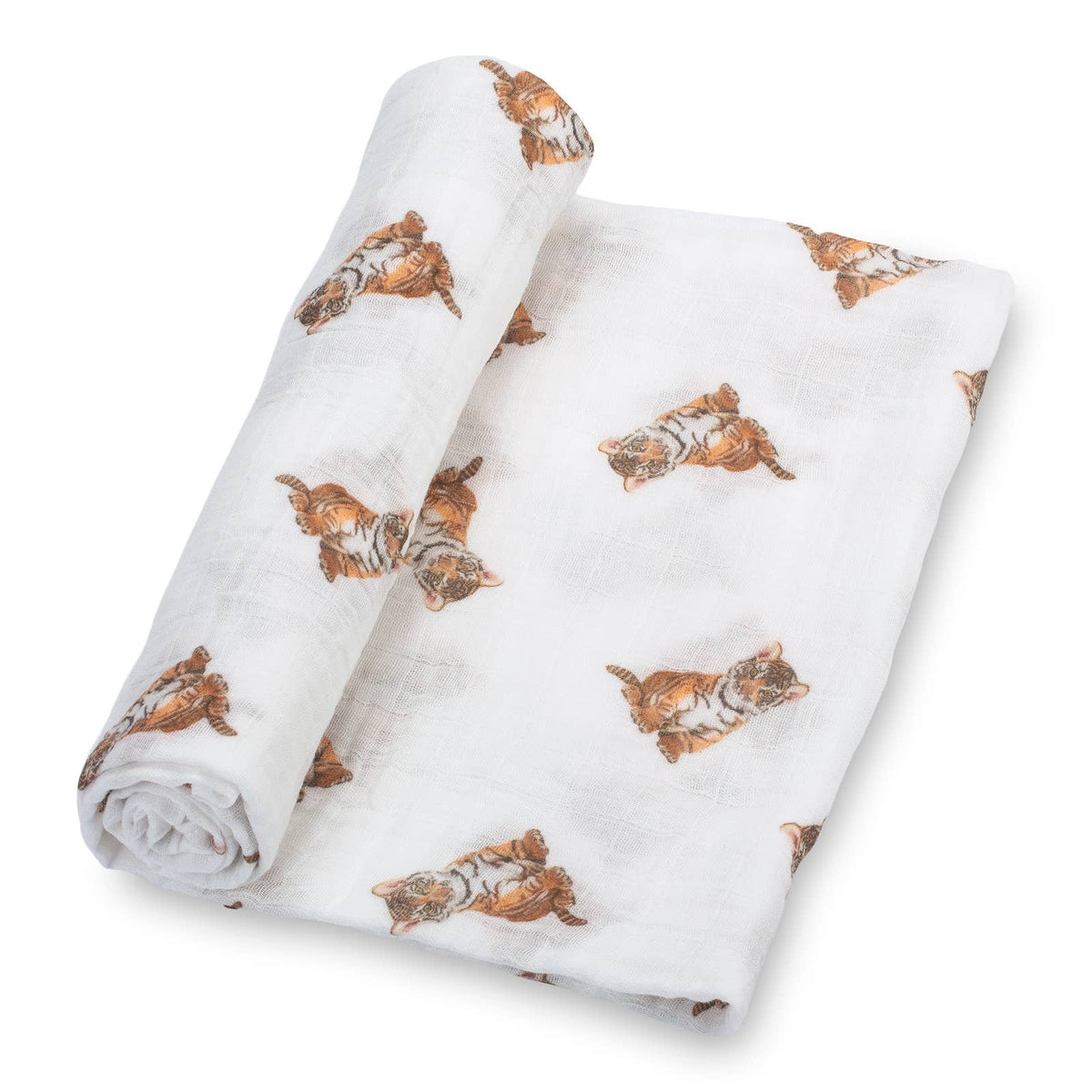 LollyBanks - Baby Muslin Swaddle Blanket 47x47 Tiger Cub - Dear John