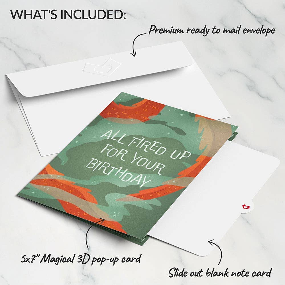 Lovepop Cards - Fired Up for Your Birthday Dragon 5*7" Pop-Up Card - Dear John